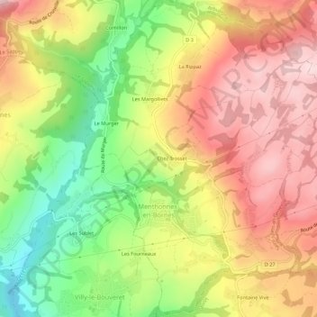 Carte topographique Menthonnex-en-Bornes, altitude, relief