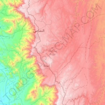 Carte topographique Tanumah, altitude, relief