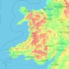 Carte topographique Pays de Galles, altitude, relief
