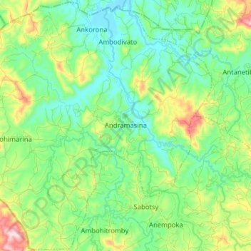 Carte topographique Andramasina, altitude, relief