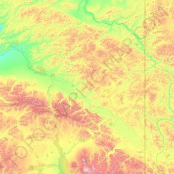 Carte topographique Southeast Fairbanks, altitude, relief