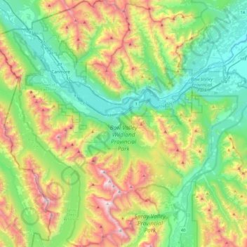 Carte topographique Bow Valley Wildland Provincial Park, altitude, relief