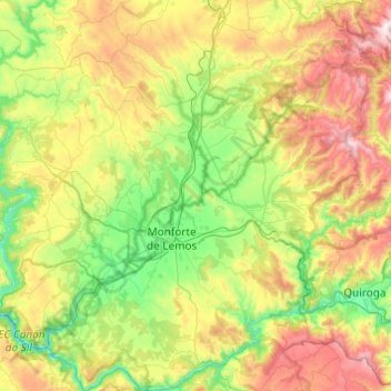 Carte topographique Tierra de Lemos, altitude, relief