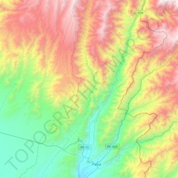 Carte topographique Río Grande, altitude, relief