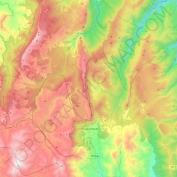 Carte topographique Orthullè/Urzulei, altitude, relief