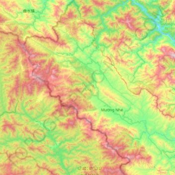 Carte topographique Mường Nhé, altitude, relief