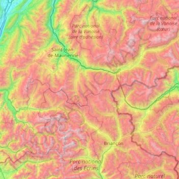 Carte topographique Massif des Cerces, altitude, relief