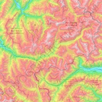 Carte topographique Modane, altitude, relief