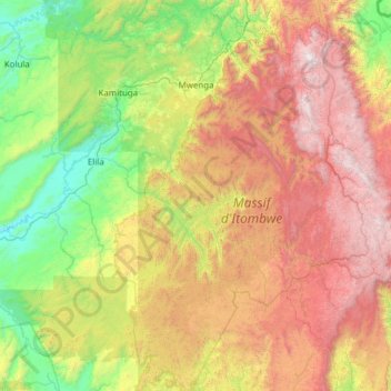 Carte topographique Mwenga, altitude, relief