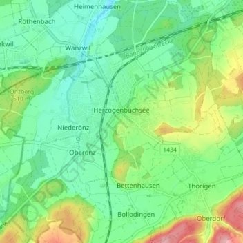 Carte topographique Herzogenbuchsee, altitude, relief
