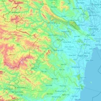 Carte topographique Thanh Hoa, altitude, relief