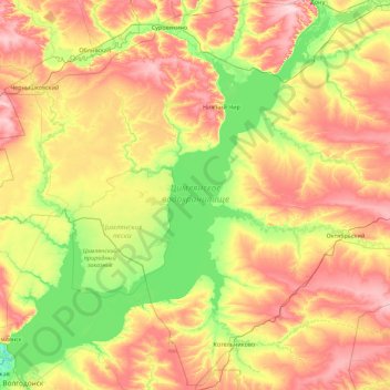 Carte topographique Zimljansker Stausee, altitude, relief