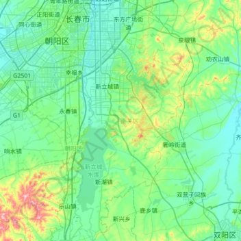 Carte topographique Nanguan District, altitude, relief