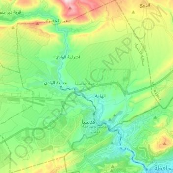 Carte topographique Qudsaya Subdstrict, altitude, relief