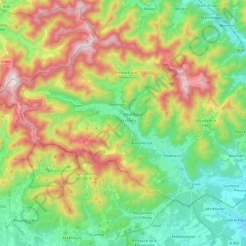 Carte topographique 68290, altitude, relief