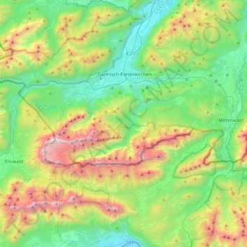 Carte topographique Wetterstein, altitude, relief