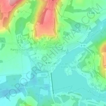 Carte topographique Chamouille, altitude, relief