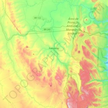 Carte topographique Palmeiras, altitude, relief