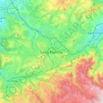 Carte topographique Le Furan, altitude, relief