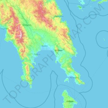 Carte topographique Laconie, altitude, relief