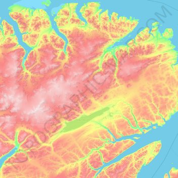 Carte topographique Quttinirpaaq National Park, altitude, relief