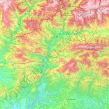Carte topographique Alt Urgell, altitude, relief
