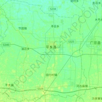 Carte topographique 平乡县, altitude, relief