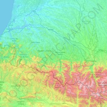 Carte topographique Pyrénées-Atlantiques, altitude, relief