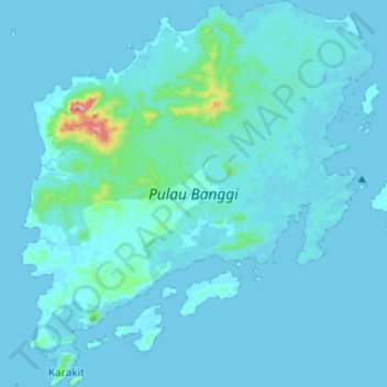 Carte topographique Banggi Island, altitude, relief