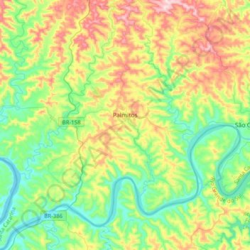 Carte topographique Palmitos, altitude, relief