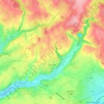 Carte topographique Saivres, altitude, relief
