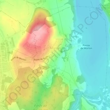 Carte topographique Morlon, altitude, relief