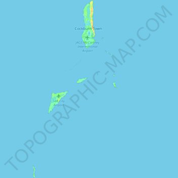 Carte topographique Turks Islands, altitude, relief