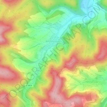 Carte topographique Kirchhosbach, altitude, relief