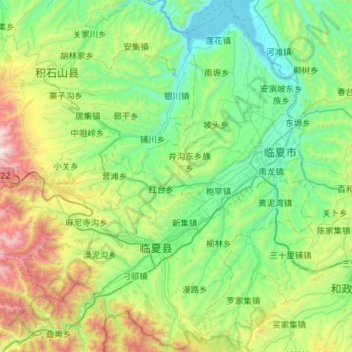 Carte topographique 临夏县, altitude, relief