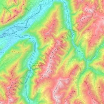 Carte topographique Massif de la Lauzière, altitude, relief