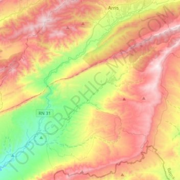 Carte topographique T'Kout, altitude, relief