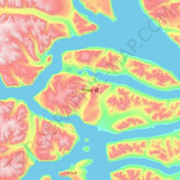 Carte topographique Ymer Ø, altitude, relief