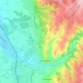 Carte topographique Saint-Galmier, altitude, relief