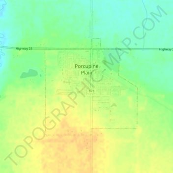 Carte topographique Porcupine Plain, altitude, relief