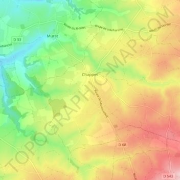 Carte topographique Chappes, altitude, relief