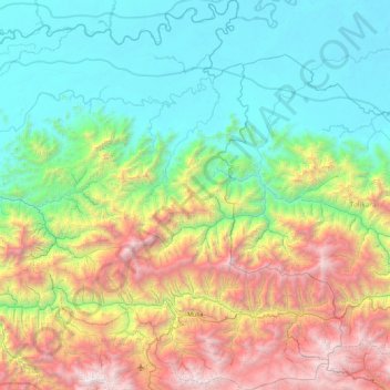 Carte topographique Puncak Jaya, altitude, relief