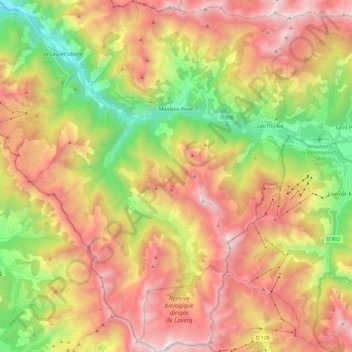 Carte topographique Méolans-Revel, altitude, relief