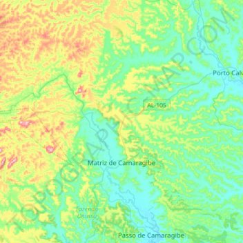 Carte topographique Matriz de Camaragibe, altitude, relief