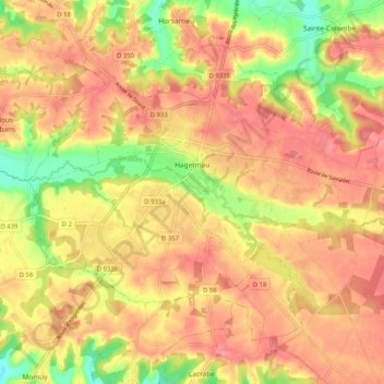 Carte topographique Hagetmau, altitude, relief