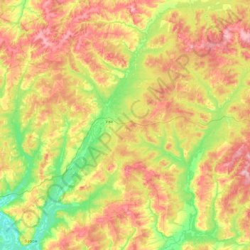 Carte topographique Ува, altitude, relief