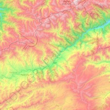 Carte topographique İspir, altitude, relief