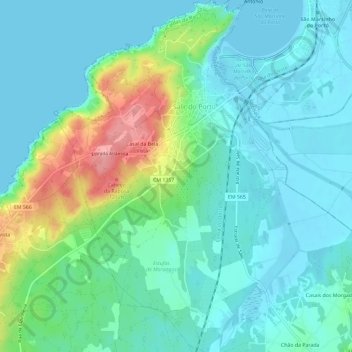 Carte topographique Salir do Porto, altitude, relief