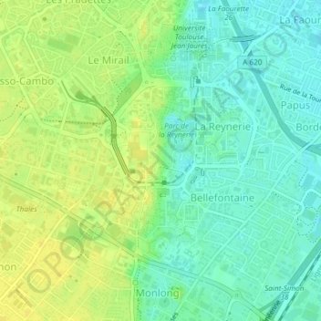 Carte topographique 31100, altitude, relief