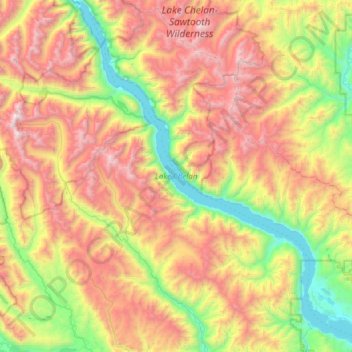 Carte topographique Lake Chelan, altitude, relief